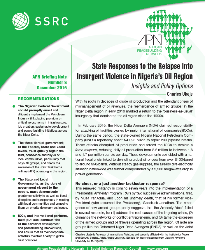State Responses to the Relapse into Insurgent Violence in Nigeria's Oil