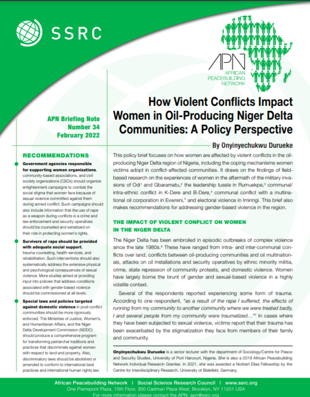 How Violent Conflicts Impact Women in Oil-Producing Niger Delta ...
